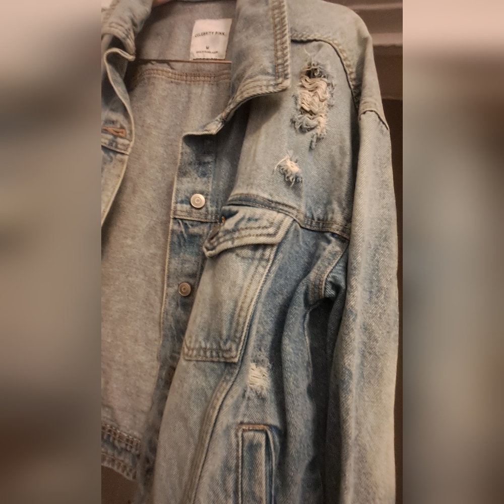 Celebrity Pink Distressed Denim Jacket - Picture 3 of 6